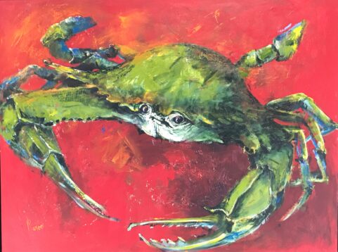 Green Crab on Red